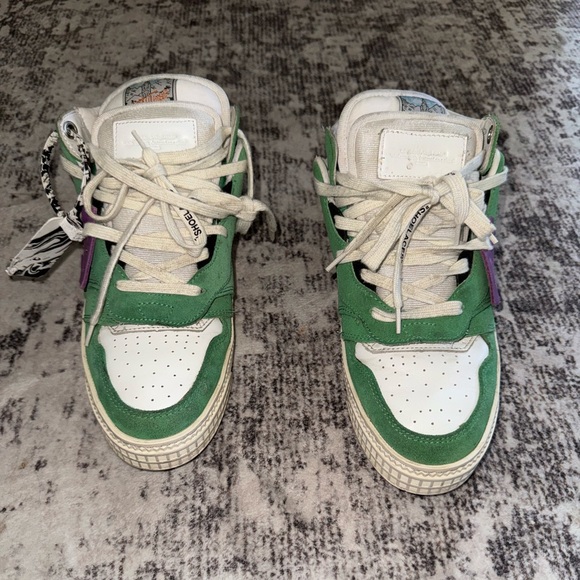 Off White Shoe Size 42 AS IS Green & White Suede Two Tone Sneaker Men's Shoes - Picture 2 of 6